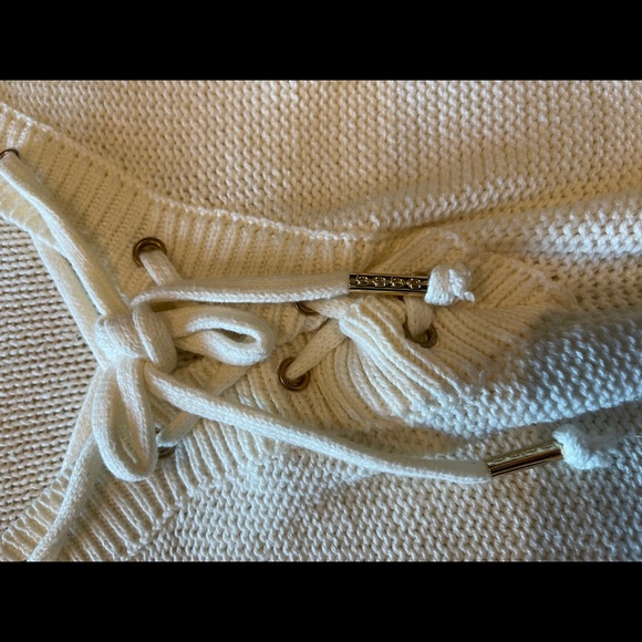 AUTHENTIC BEBE pre-owned LOGO LONG Sleeve white SWEATER TOP SIZE M - Picture 4 of 9